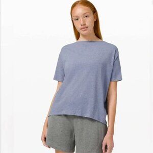 Lululemon Back In Action Short Sleeve Heathered Water Drop